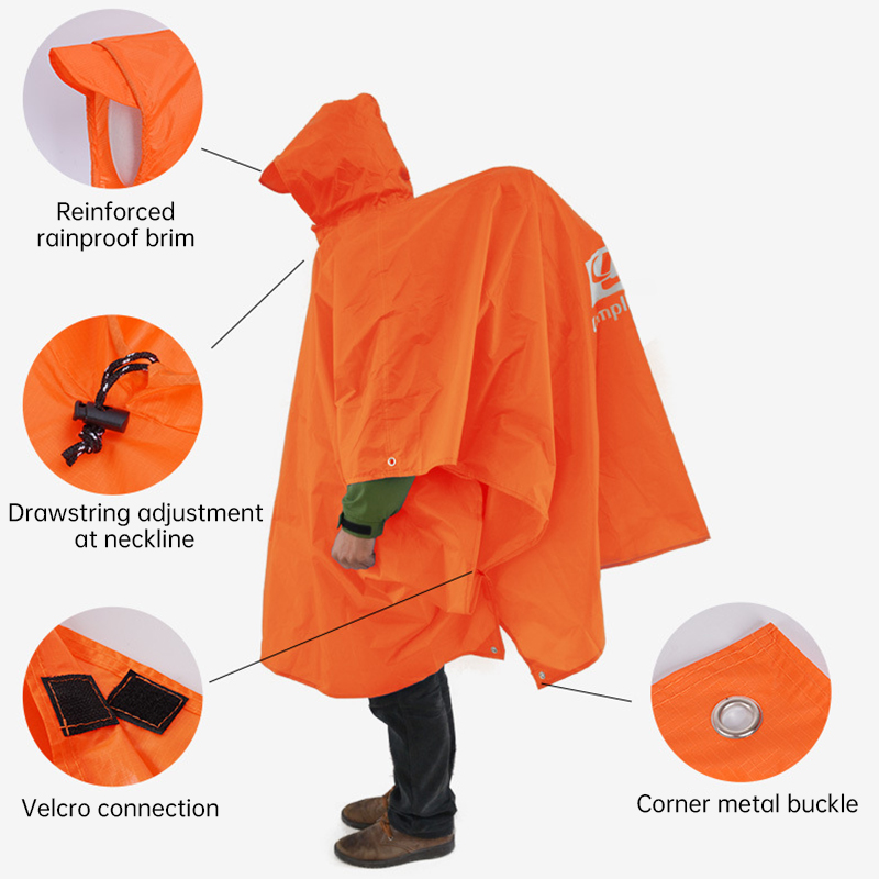 Camping Rain Poncho - 3-in-1 waterdichte regenjas Lichtgewicht outdoor regenponcho