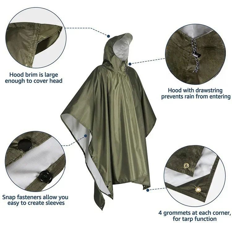 2026 3-in-1 waterdichte regenp - Camping Rain Poncho recensie en prijs